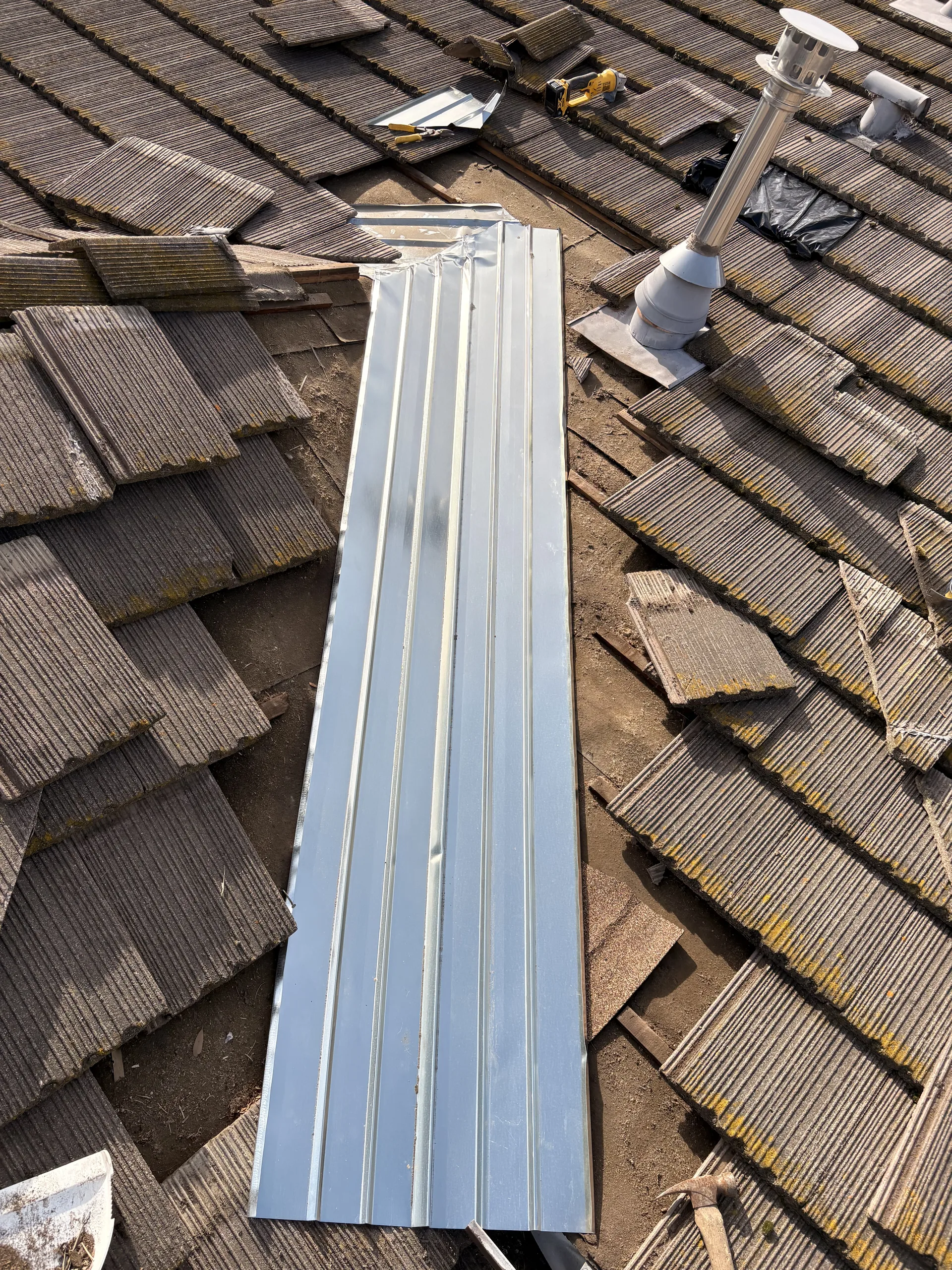 Roofing field work photo from a GV Roofing Solutions inspection or repair