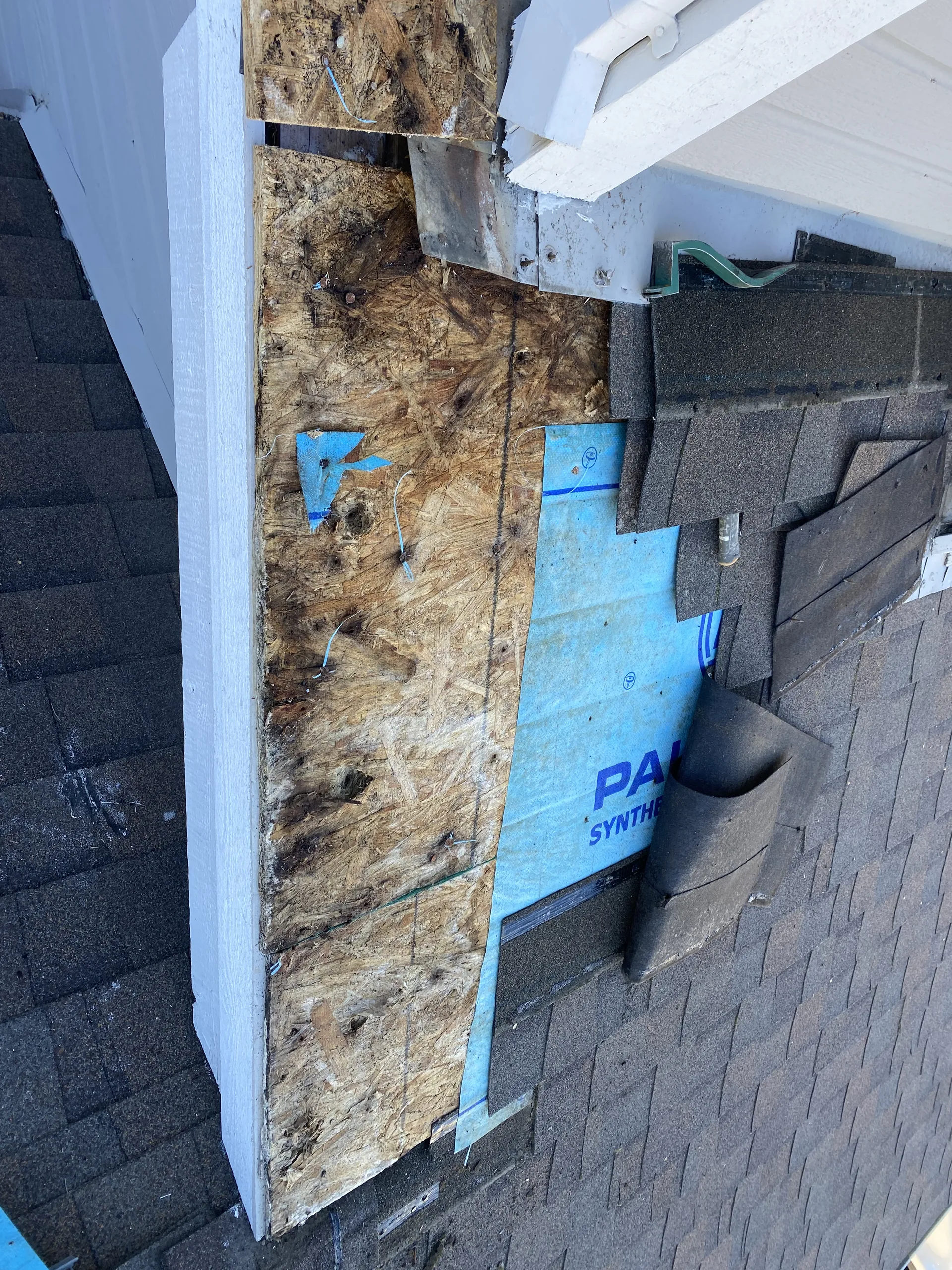 Roofing field work photo from a GV Roofing Solutions inspection or repair