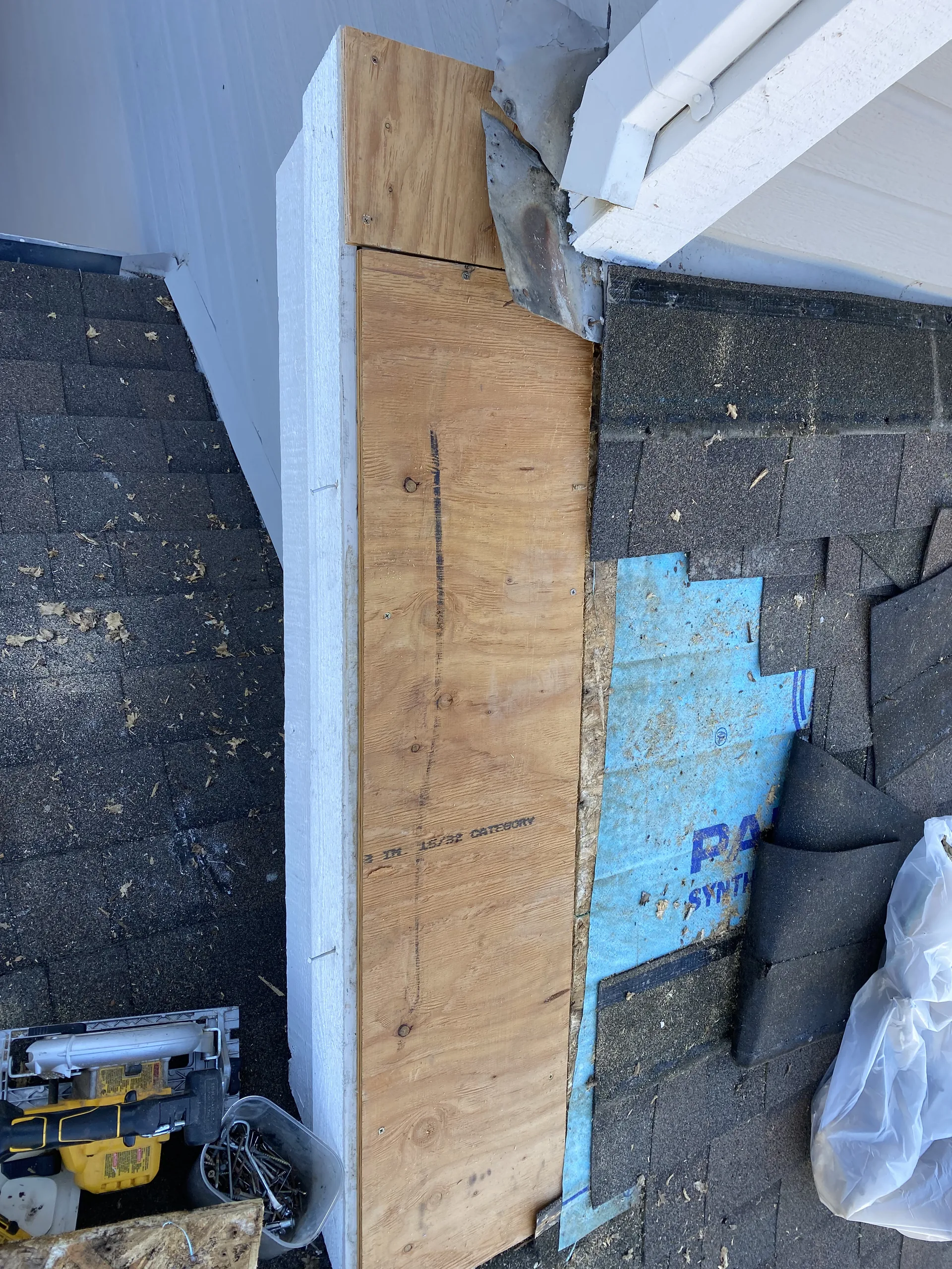 Roofing field work photo from a GV Roofing Solutions inspection or repair